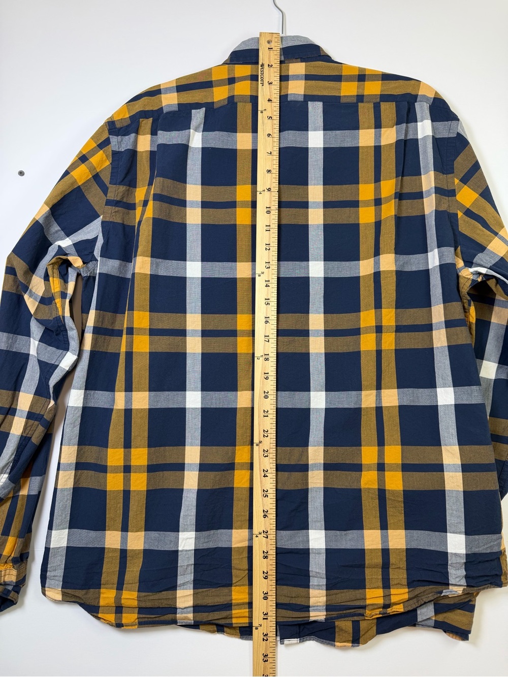 J. Crew Navy and Mustard Plaid Lightweight Shirt Jacket